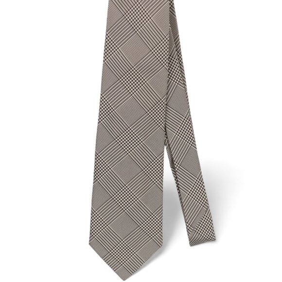 Polo Ralph Lauren Silk Neck Tie Taupe & Brown Houndstooth Handmade In Italy - Picture 7 of 10